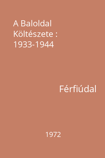 A Baloldal Költészete : 1933-1944