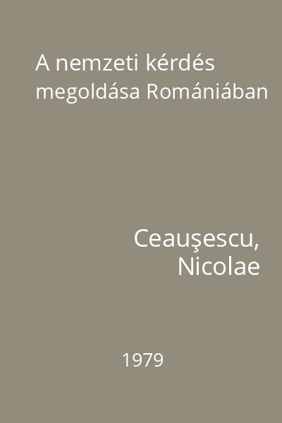 A nemzeti kérdés megoldása Romániában