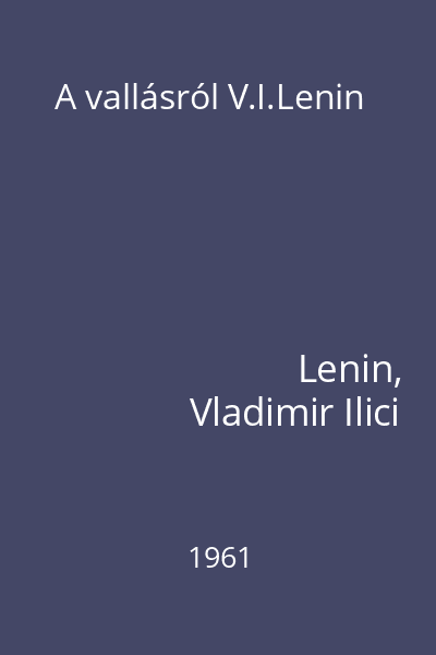 A vallásról V.I.Lenin