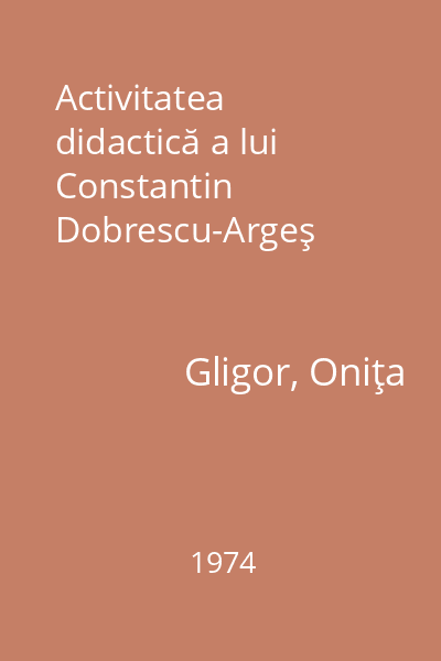 Activitatea didactică a lui Constantin Dobrescu-Argeş