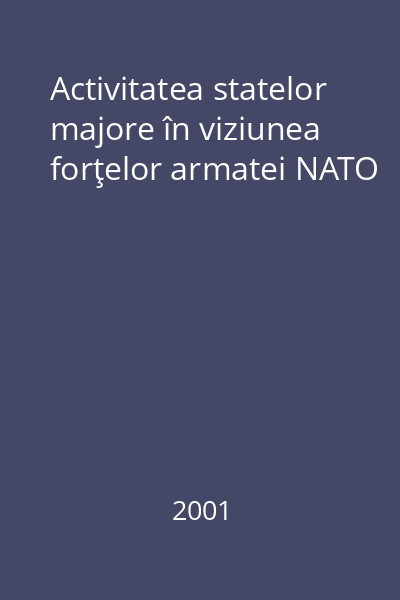 Activitatea statelor majore în viziunea forţelor armatei NATO