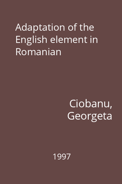 Adaptation of the English element in Romanian