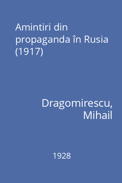 Amintiri din propaganda în Rusia (1917)