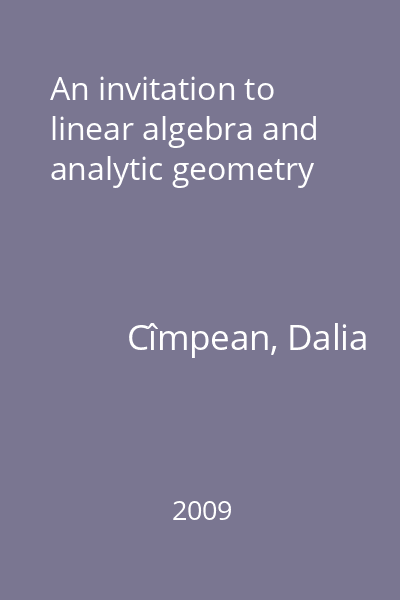 An invitation to linear algebra and analytic geometry