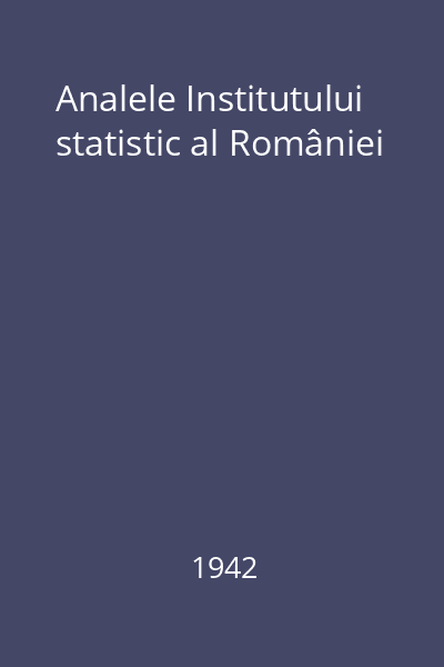 Analele Institutului statistic al României