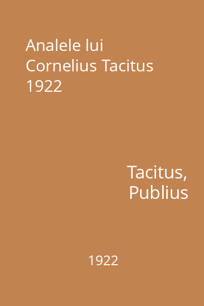 Analele lui Cornelius Tacitus 1922