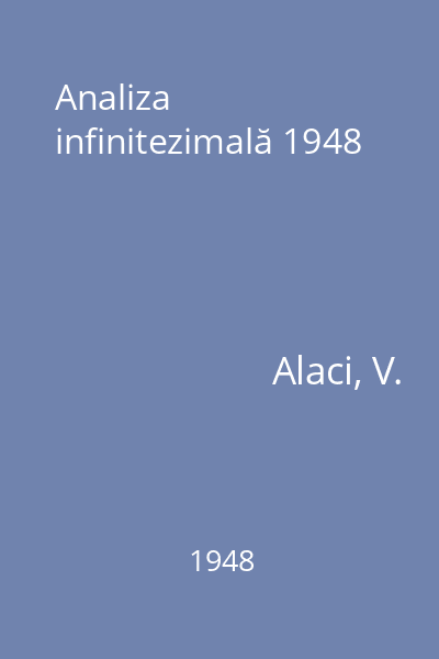 Analiza infinitezimală 1948