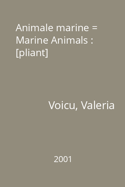 Animale marine = Marine Animals : [pliant]