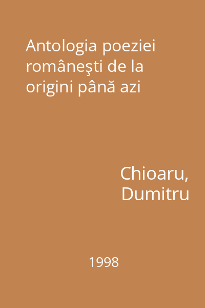 Antologia poeziei româneşti de la origini până azi
