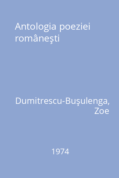 Antologia poeziei româneşti