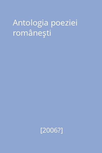 Antologia poeziei româneşti