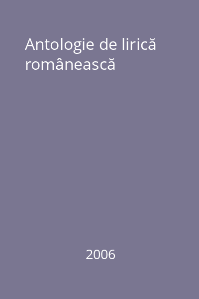 Antologie de lirică românească