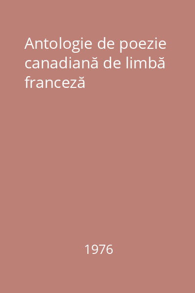 Antologie de poezie canadiană de limbă franceză