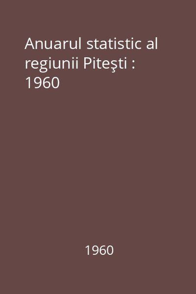 Anuarul statistic al regiunii Piteşti : 1960