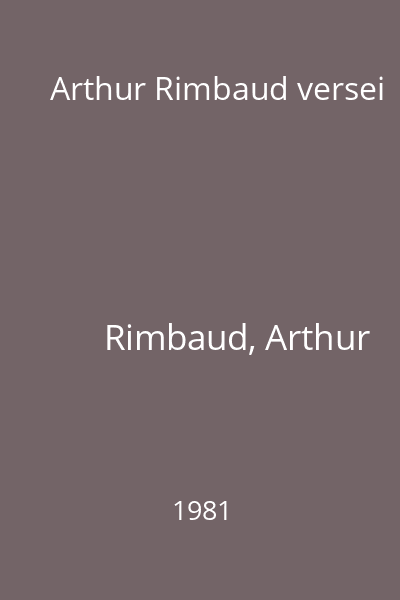 Arthur Rimbaud versei