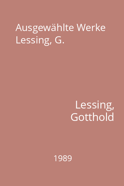 Ausgewählte Werke Lessing, G.