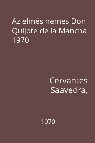 Az elmés nemes Don Quijote de la Mancha 1970