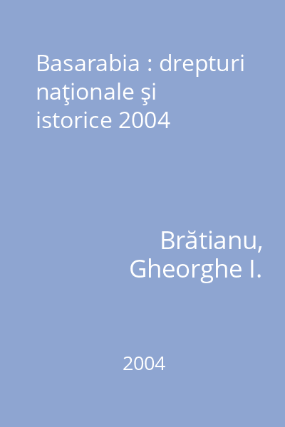 Basarabia : drepturi naţionale şi istorice 2004