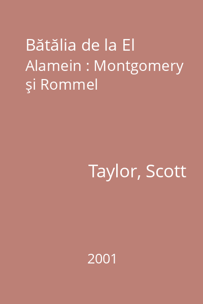 Bătălia de la El Alamein : Montgomery şi Rommel