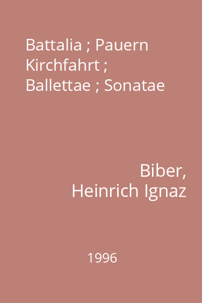Battalia ; Pauern Kirchfahrt ; Ballettae ; Sonatae