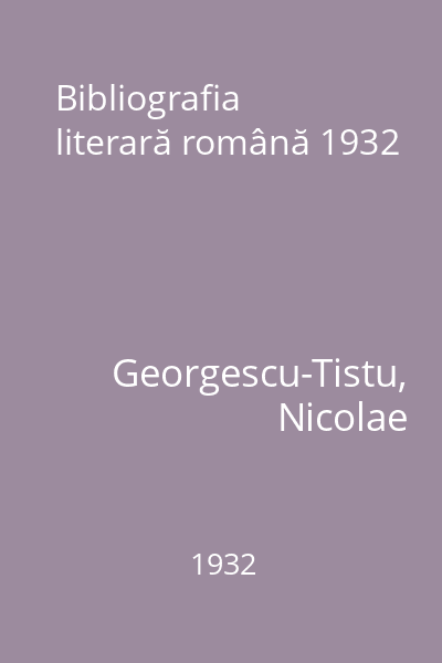 Bibliografia literară română 1932