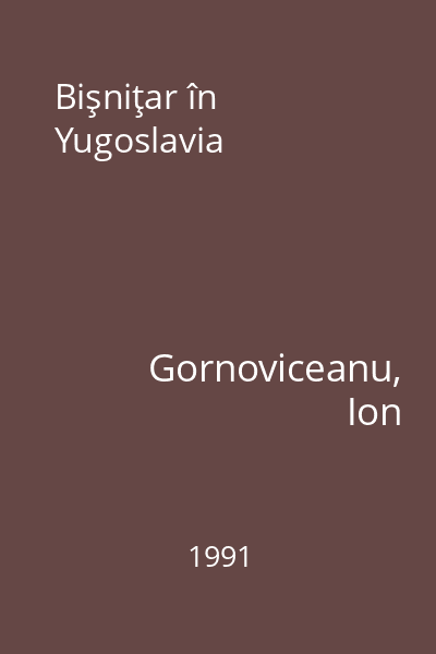 Bişniţar în Yugoslavia