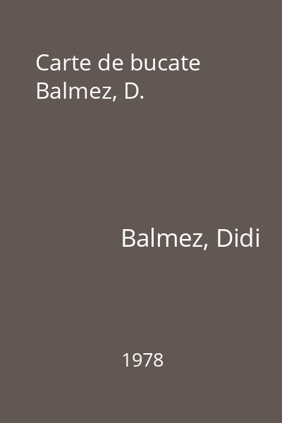 Carte de bucate Balmez, D.