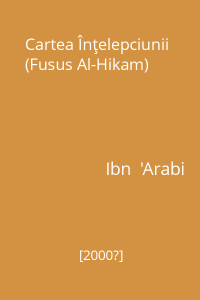 Cartea Înţelepciunii (Fusus Al-Hikam)