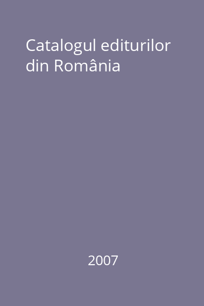 Catalogul editurilor din România