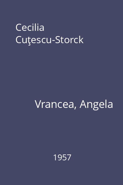 Cecilia Cuţescu-Storck