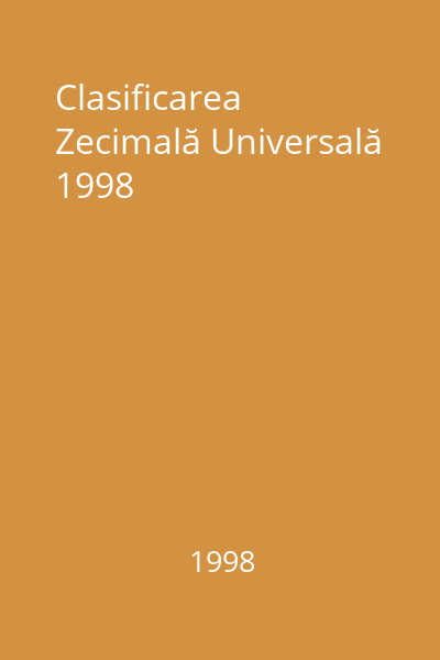 Clasificarea Zecimală Universală 1998