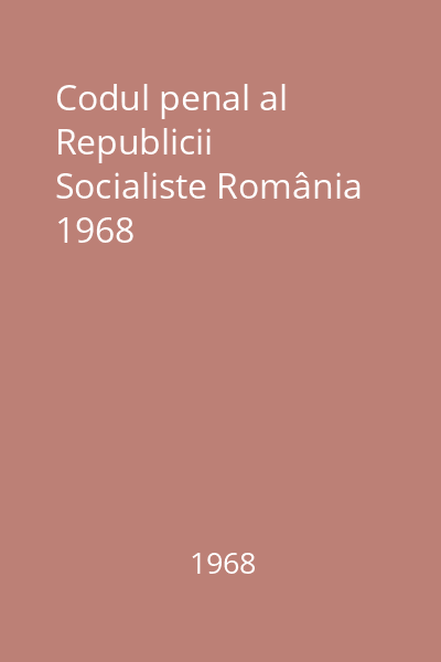 Codul penal al Republicii Socialiste România 1968