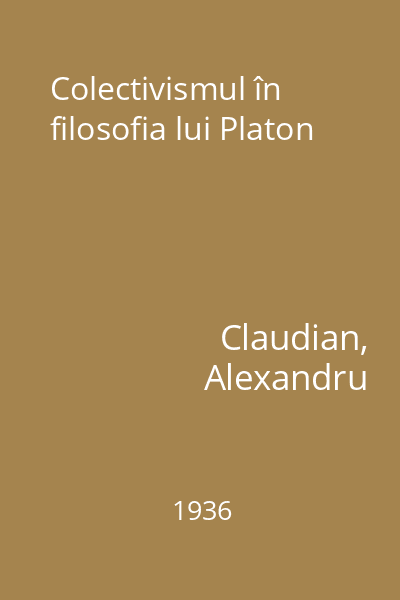 Colectivismul în filosofia lui Platon