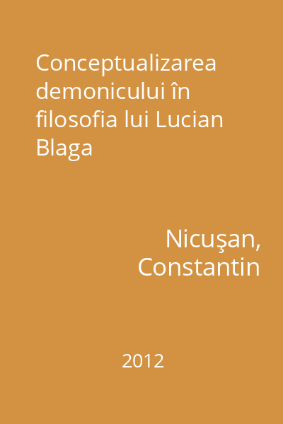 Conceptualizarea demonicului în filosofia lui Lucian Blaga