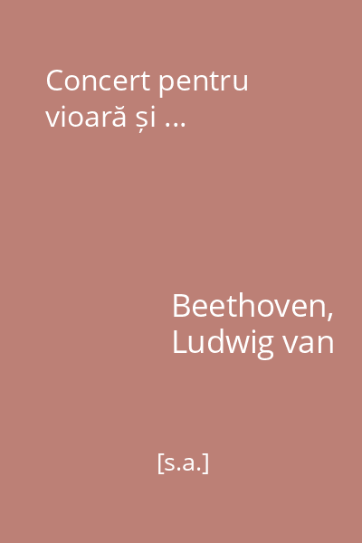 Concert pentru vioară și ...