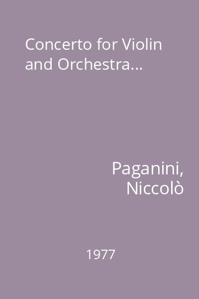 Concerto for Violin and Orchestra...