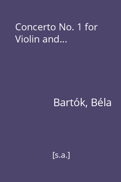 Concerto No. 1 for Violin and...