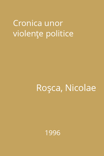 Cronica unor violenţe politice