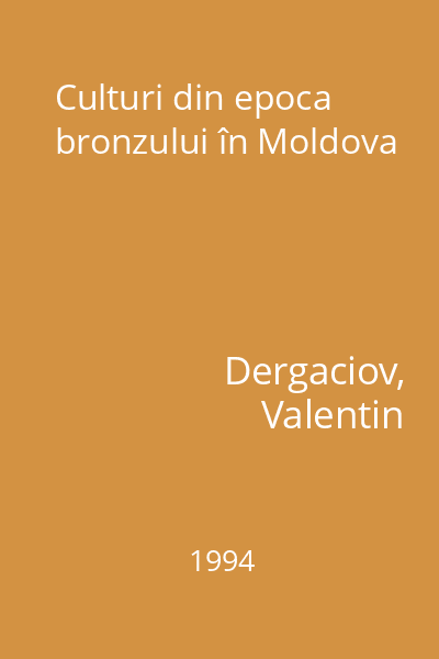 Culturi din epoca bronzului în Moldova