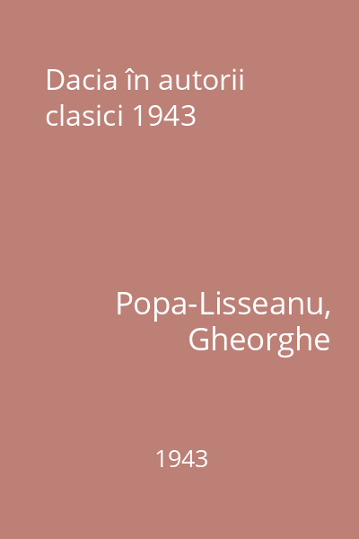 Dacia în autorii clasici 1943
