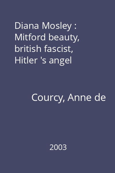 Diana Mosley : Mitford beauty, british fascist, Hitler 's angel