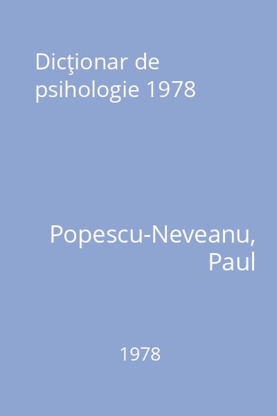 Dicţionar de psihologie 1978