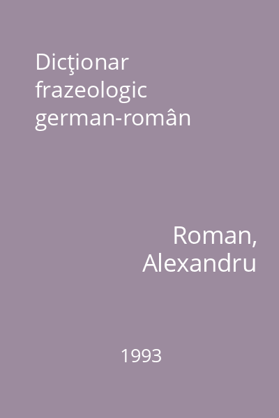 Dicţionar frazeologic german-român