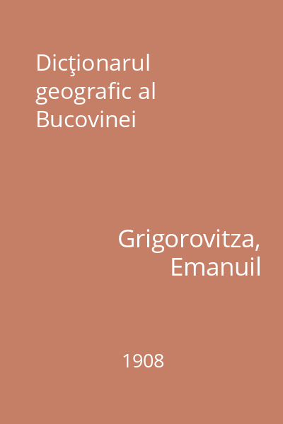 Dicţionarul geografic al Bucovinei