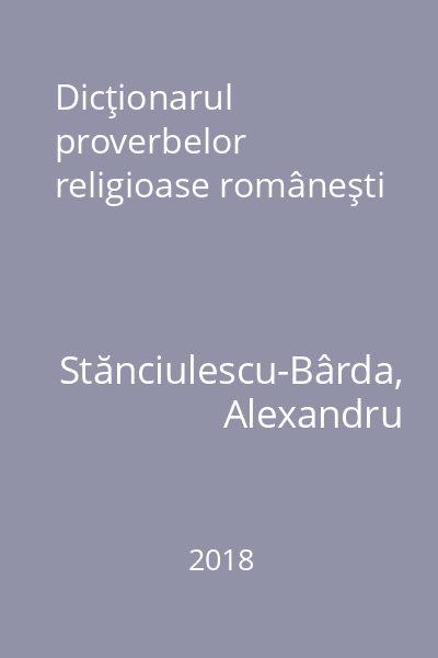 Dicţionarul proverbelor religioase româneşti