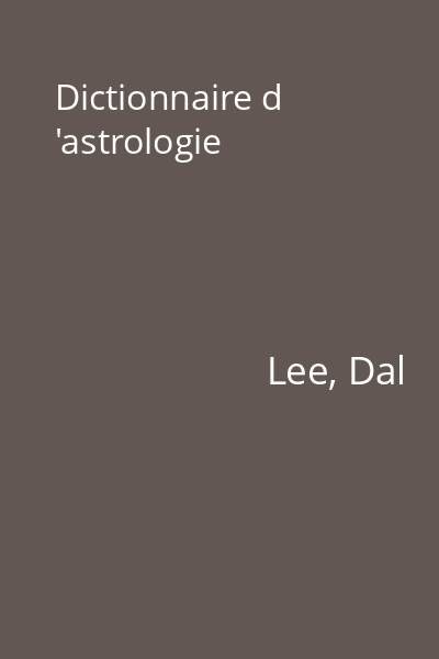 Dictionnaire d 'astrologie