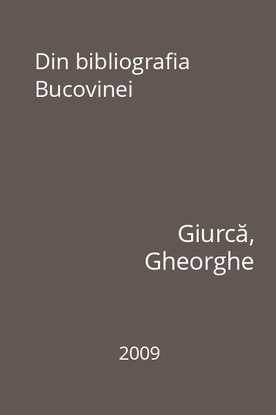 Din bibliografia Bucovinei