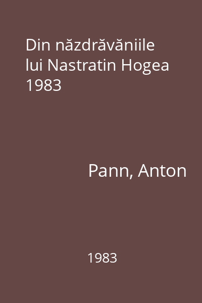 Din năzdrăvăniile lui Nastratin Hogea 1983