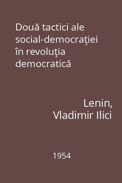 Două tactici ale social-democraţiei în revoluţia democratică