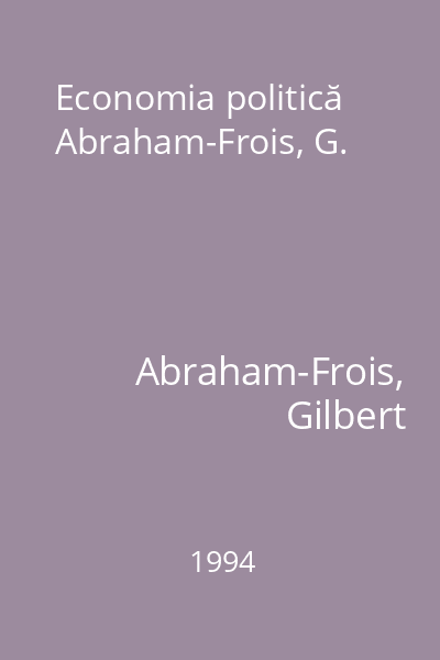 Economia politică Abraham-Frois, G.